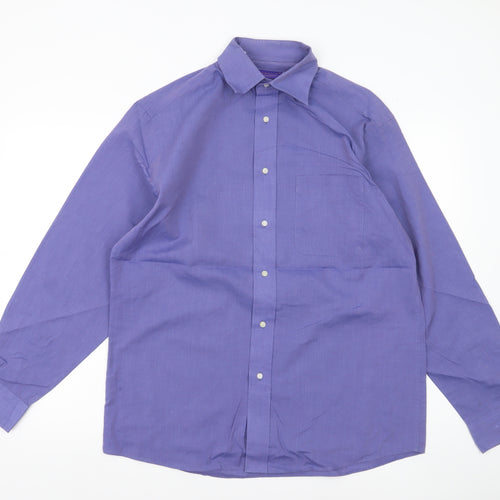 Allders Men’s Purple Cotton Classic Fit Long Sleeve Button-Up Shirt Size 15
