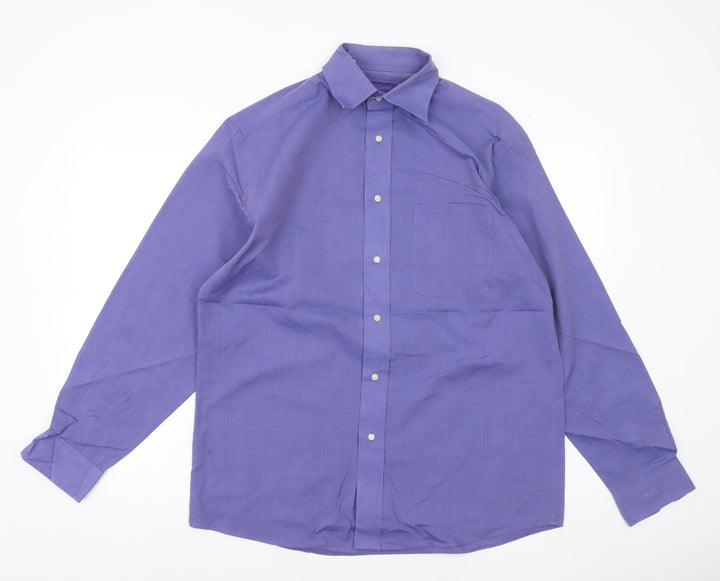 Allders Men’s Purple Cotton Classic Fit Long Sleeve Button-Up Shirt Size 15