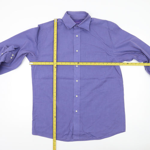 Allders Men’s Purple Cotton Classic Fit Long Sleeve Button-Up Shirt Size 15