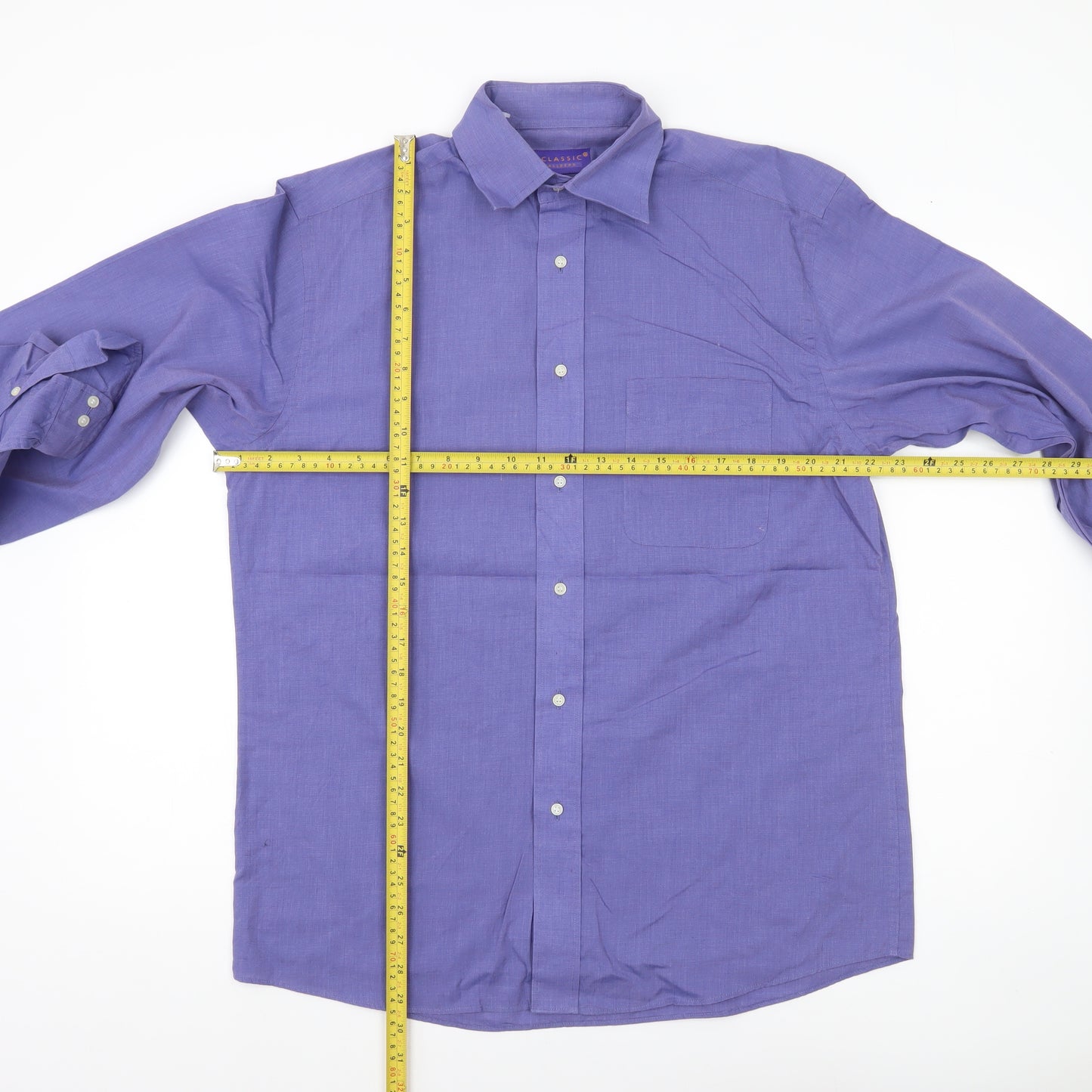Allders Men’s Purple Cotton Classic Fit Long Sleeve Button-Up Shirt Size 15