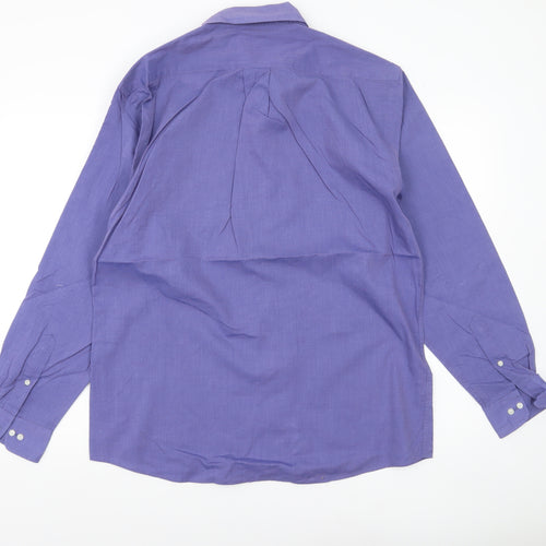 Allders Men’s Purple Cotton Classic Fit Long Sleeve Button-Up Shirt Size 15