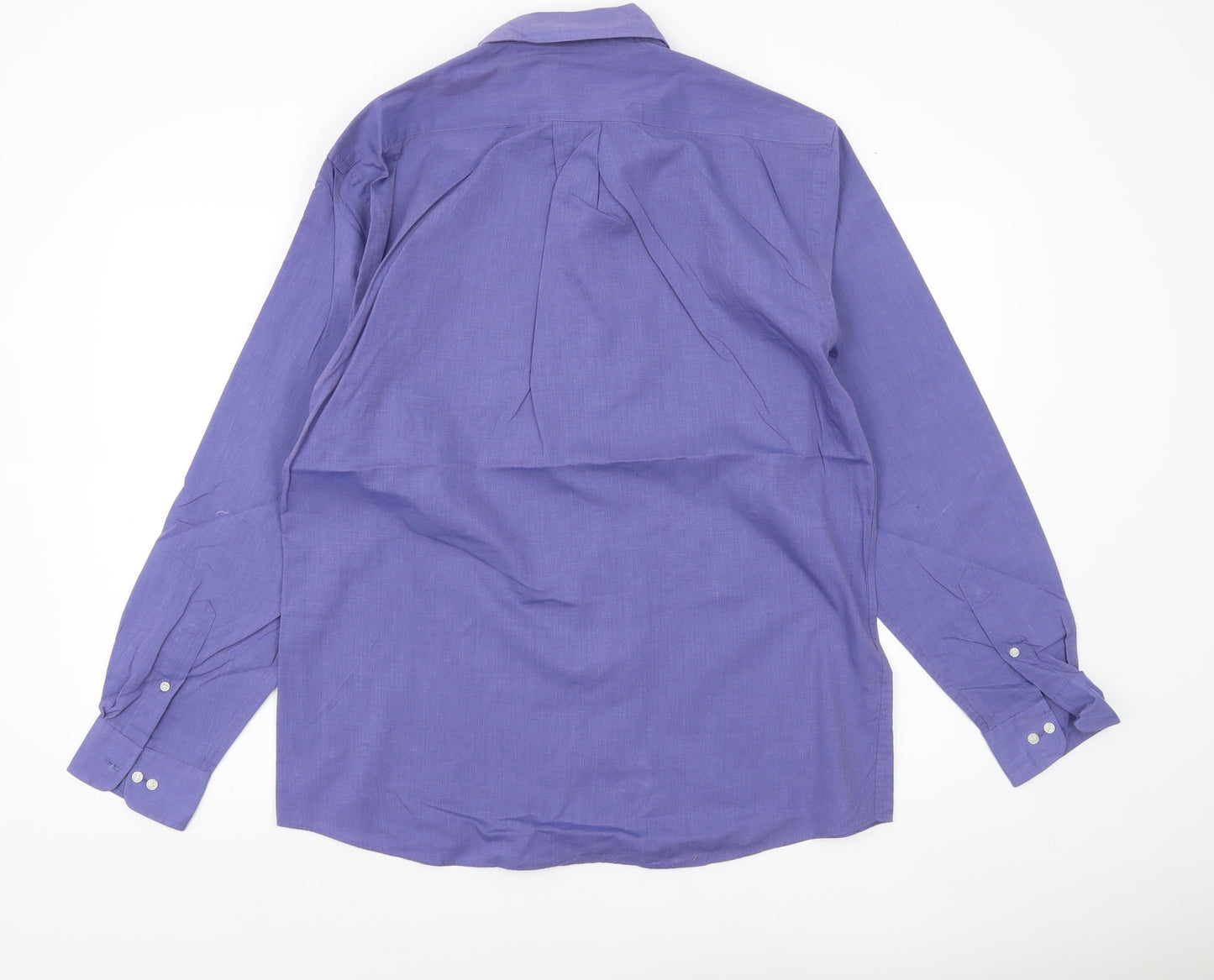 Allders Men’s Purple Cotton Classic Fit Long Sleeve Button-Up Shirt Size 15