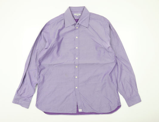 Burberry Men’s Purple Striped Cotton Dress Shirt 16.5 42cm