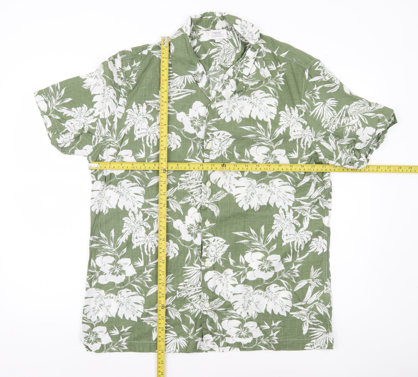 Next Men’s Green Floral Slim Fit Hawaiian Shirt L 42-44"