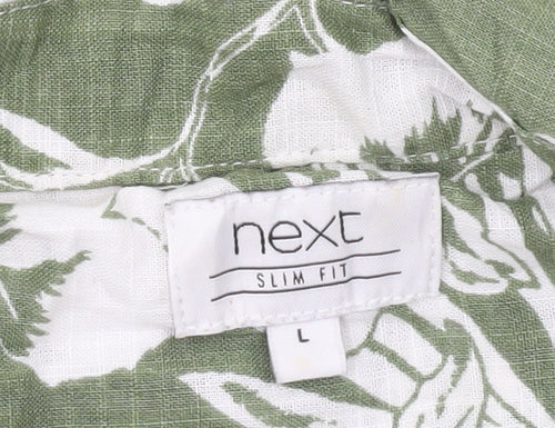 Next Men’s Green Floral Slim Fit Hawaiian Shirt L 42-44"