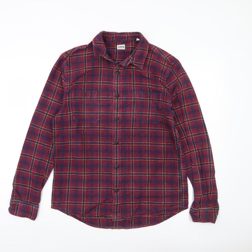 Edwin Men’s Red Flannel Plaid Shirt Size M Long Sleeve Casual