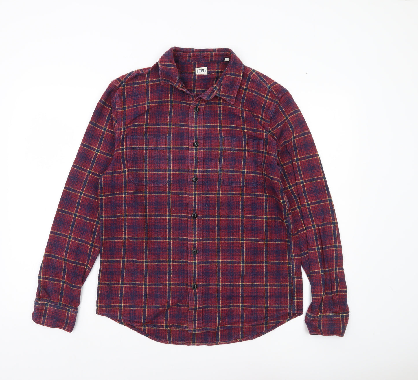 Edwin Men’s Red Flannel Plaid Shirt Size M Long Sleeve Casual