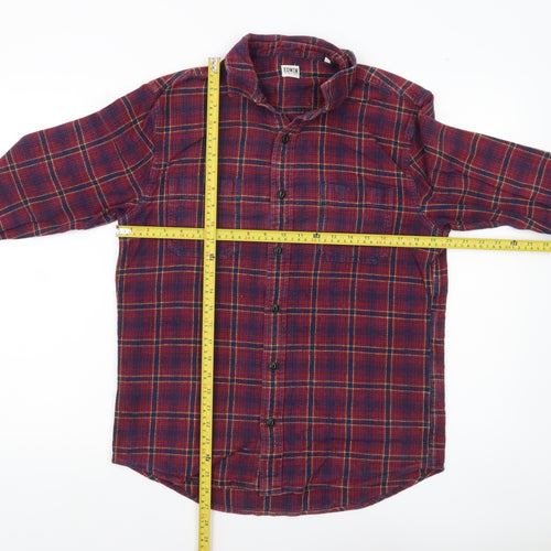 Edwin Men’s Red Flannel Plaid Shirt Size M Long Sleeve Casual