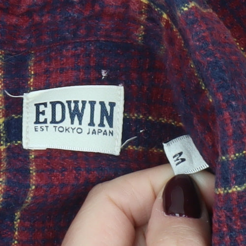 Edwin Men’s Red Flannel Plaid Shirt Size M Long Sleeve Casual