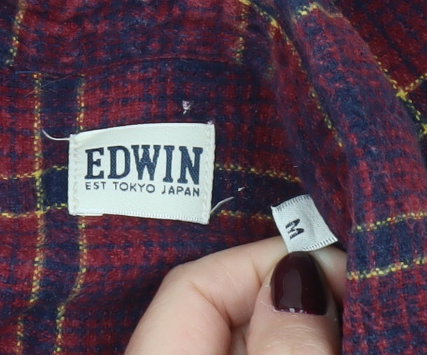 Edwin Men’s Red Flannel Plaid Shirt Size M Long Sleeve Casual