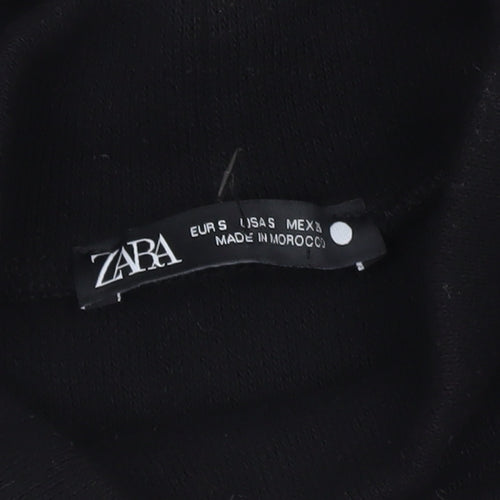 Zara Women Black Size 8 A-Line Long Dress High Neck Pockets