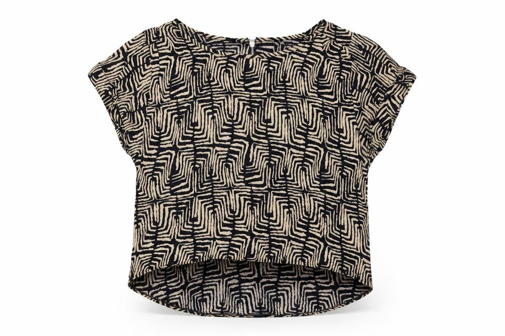 Front view of Izabel London Women’s Multicoloured Geometric Blouse, size UK 12