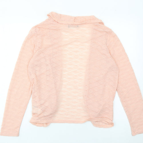Oasis Womens Pink M Open Knit Lightweight Cardigan Long Sleeve