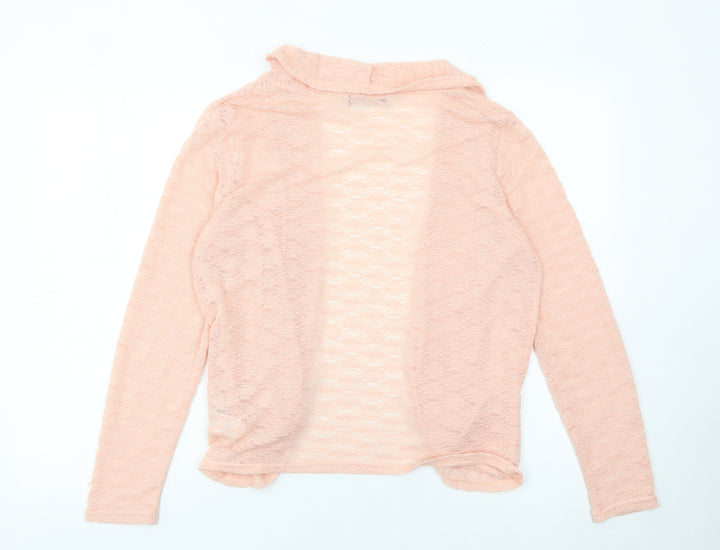Oasis Womens Pink M Open Knit Lightweight Cardigan Long Sleeve