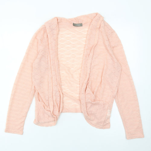 Oasis Womens Pink M Open Knit Lightweight Cardigan Long Sleeve