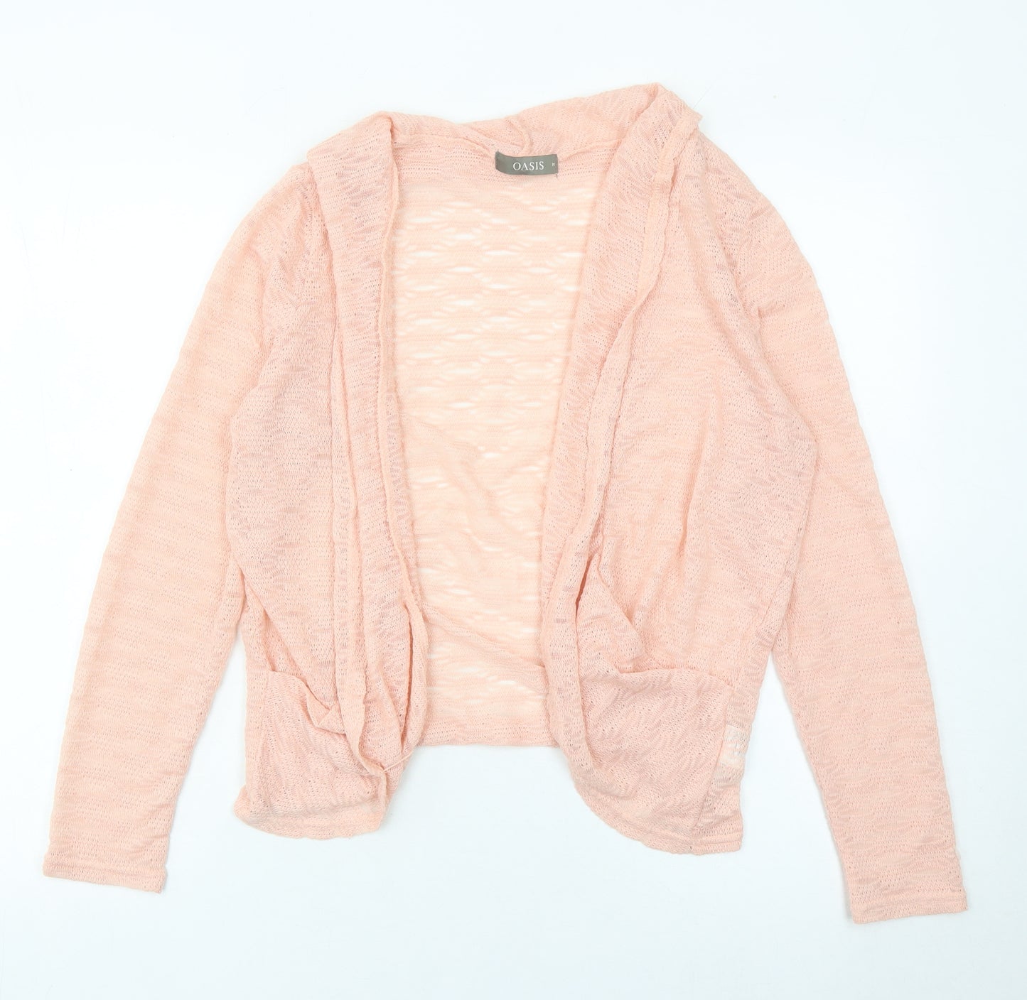 Oasis Womens Pink M Open Knit Lightweight Cardigan Long Sleeve