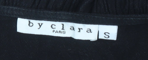 By Clara Women’s Black Short Sheath Dress Size S V-Neck Ruffle
