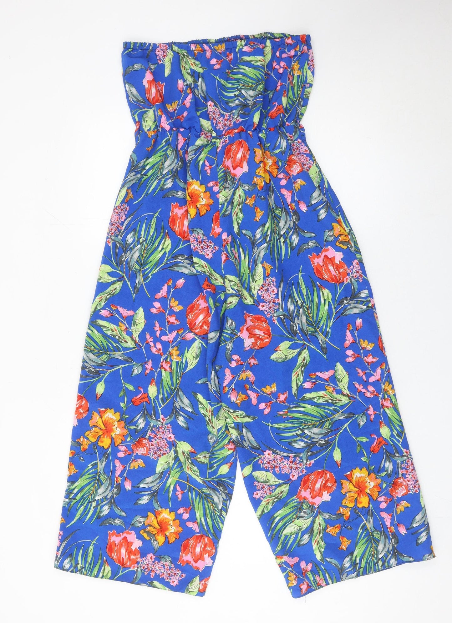 Primark Women’s Multicoloured Floral Strapless Wide-Leg Jumpsuit Size 10