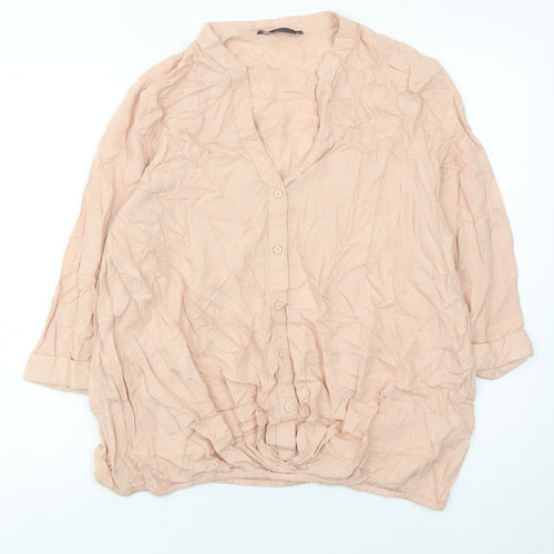 Marks and Spencer Women’s Beige Size 12 Tunic Button-Up Blouse