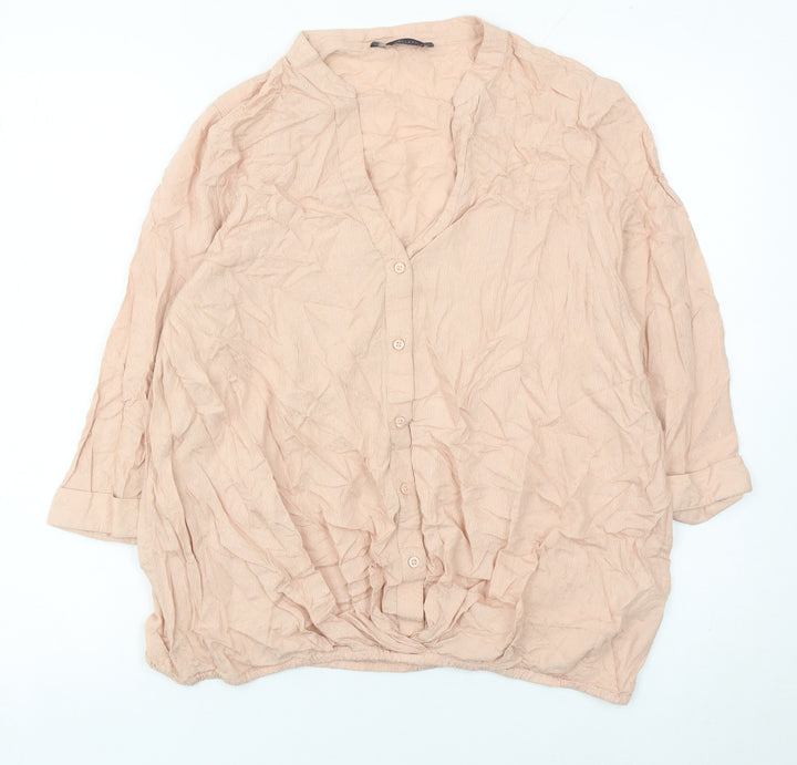 Marks and Spencer Women’s Beige Size 12 Tunic Button-Up Blouse