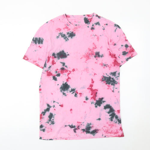 H&M Women’s Pink Tie Dye Cotton T-Shirt Small Casual Top