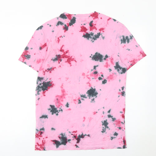 H&M Women’s Pink Tie Dye Cotton T-Shirt Small Casual Top