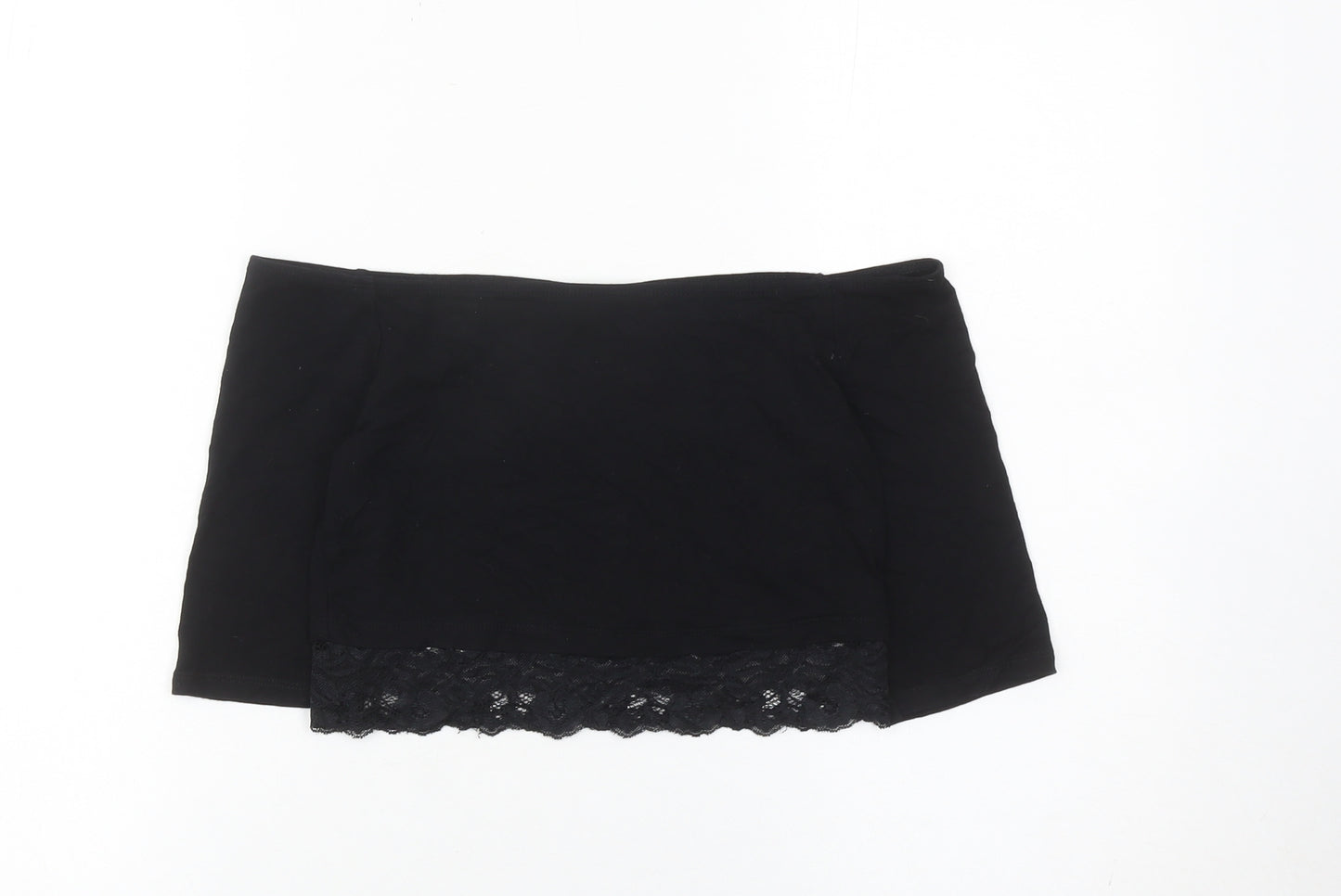 Miss Selfridge Women’s Black Cropped Lace Off Shoulder Top Size 10