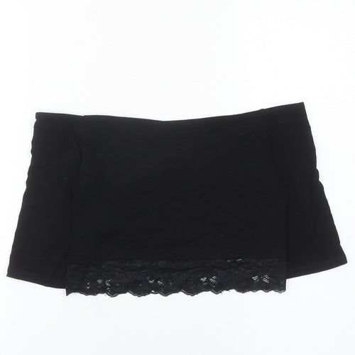 Miss Selfridge Women’s Black Cropped Lace Off Shoulder Top Size 10