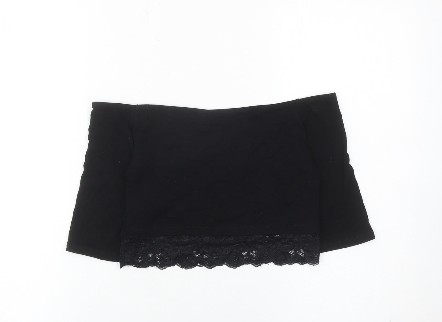 Miss Selfridge Women’s Black Cropped Lace Off Shoulder Top Size 10