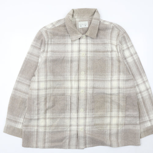 FW Bridge Womens Beige Check Jacket 2XL Plus Long Sleeve Casual