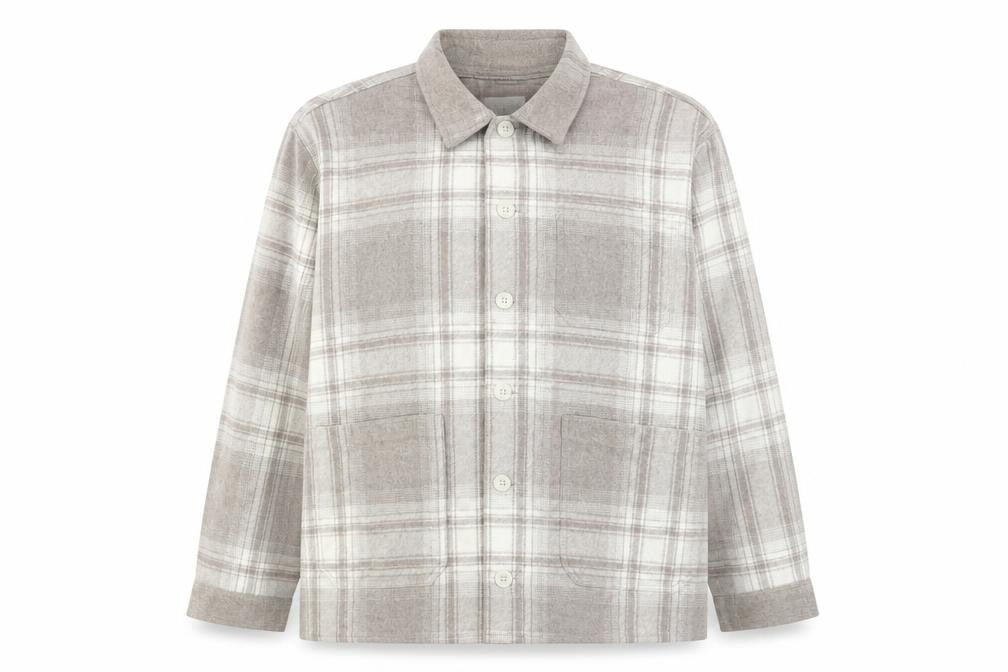 Front view of FW Bridge women’s beige check jacket 2xl plus long sleeve casual