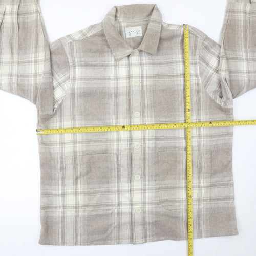 FW Bridge Womens Beige Check Jacket 2XL Plus Long Sleeve Casual
