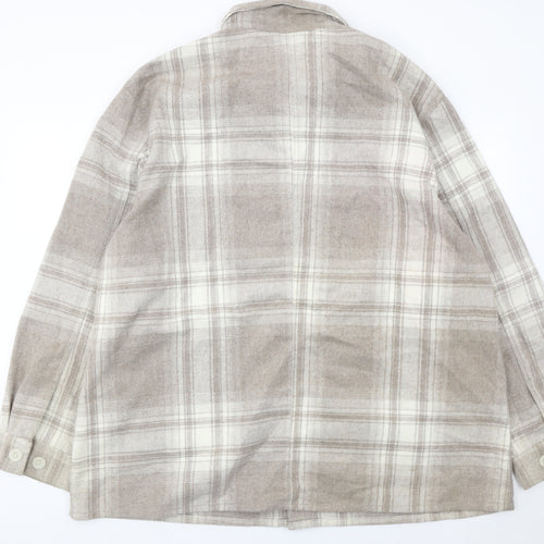 FW Bridge Womens Beige Check Jacket 2XL Plus Long Sleeve Casual