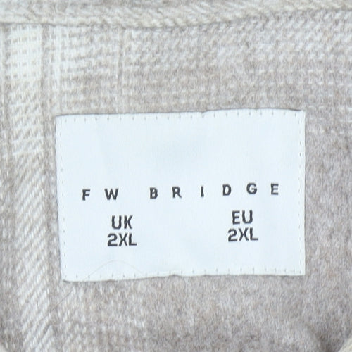 FW Bridge Womens Beige Check Jacket 2XL Plus Long Sleeve Casual