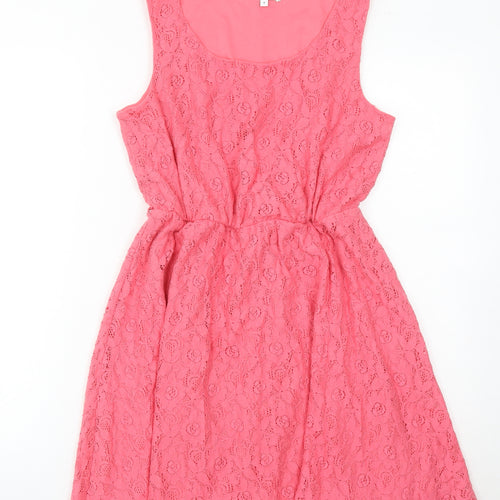 New Look Women’s Pink Lace A-Line Knee Length Dress Size 8