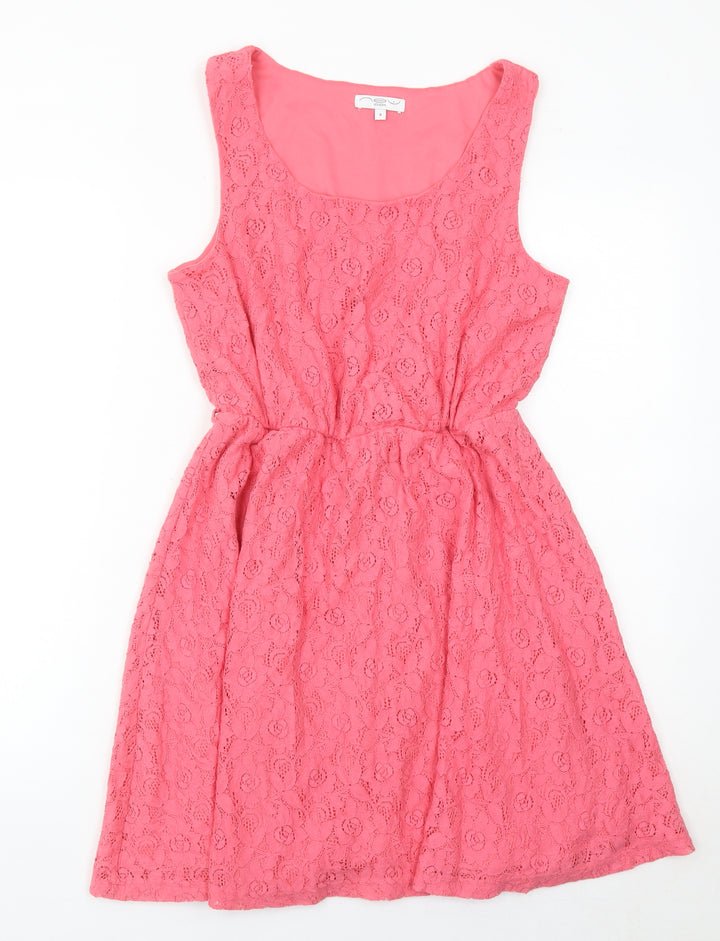 New Look Women’s Pink Lace A-Line Knee Length Dress Size 8