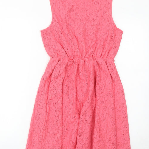 New Look Women’s Pink Lace A-Line Knee Length Dress Size 8