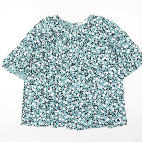 Matalan Women’s Blue Floral Blouse Size 8 Viscose Tunic Top
