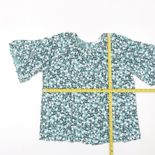 Matalan Women’s Blue Floral Blouse Size 8 Viscose Tunic Top