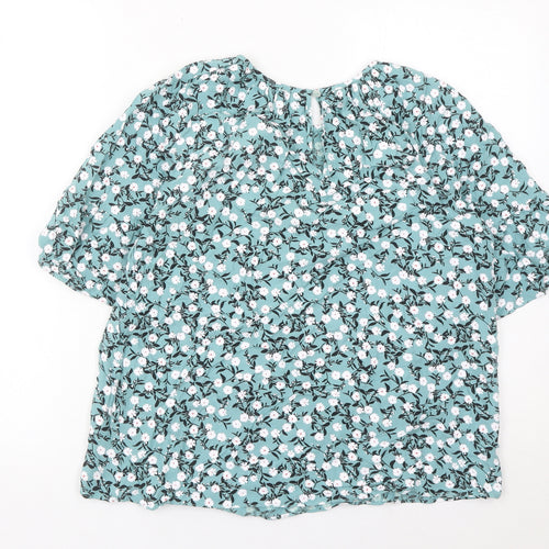 Matalan Women’s Blue Floral Blouse Size 8 Viscose Tunic Top