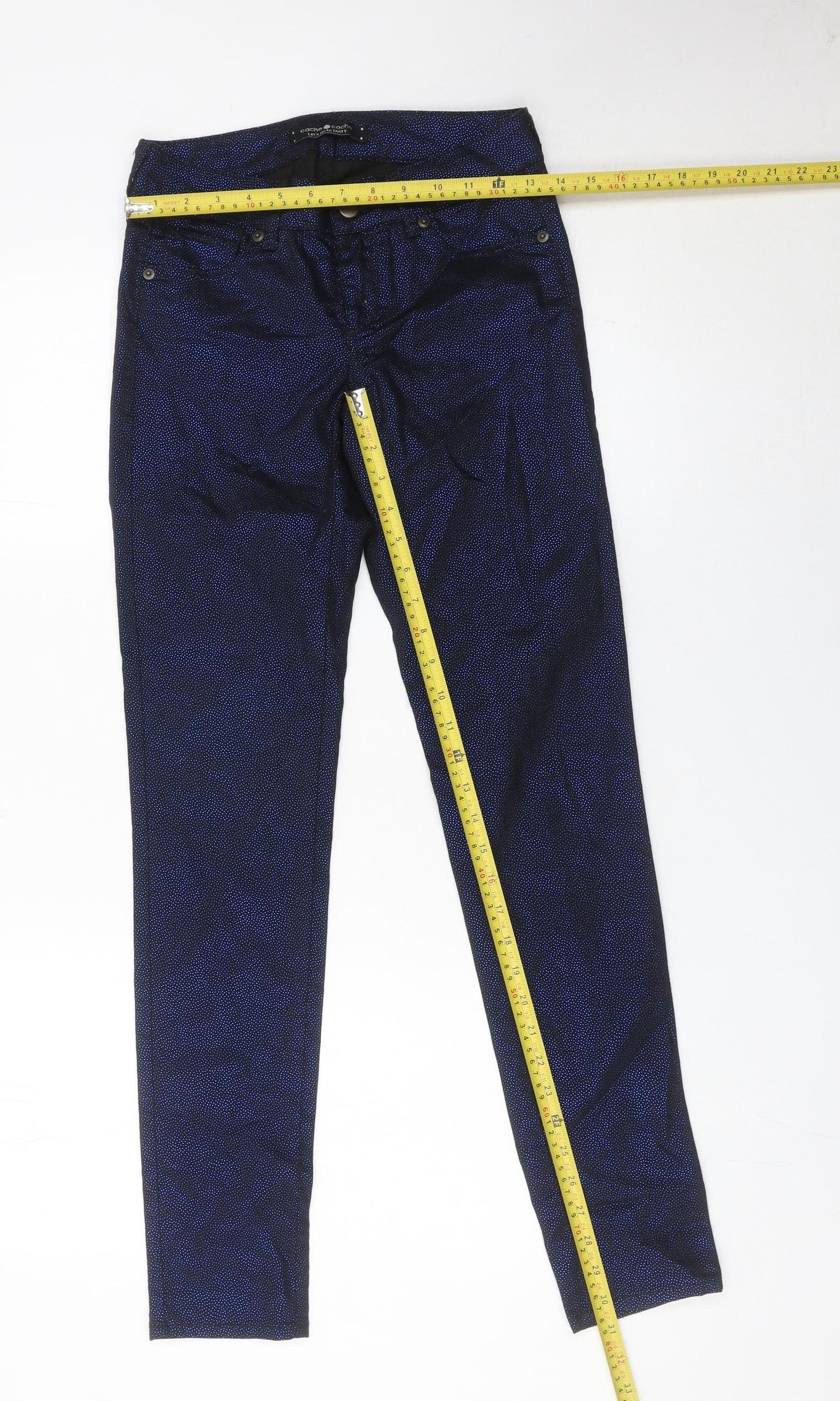 Cache Cache Women’s Blue Geometric Skinny Trousers Size 8