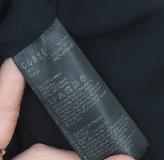 Coast Women Black Size 8 Cold Shoulder Ruffle Blouse