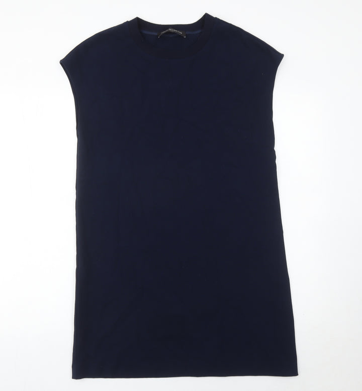 Next Women’s Blue Sleeveless Shift Dress UK 10 with Zip Detail