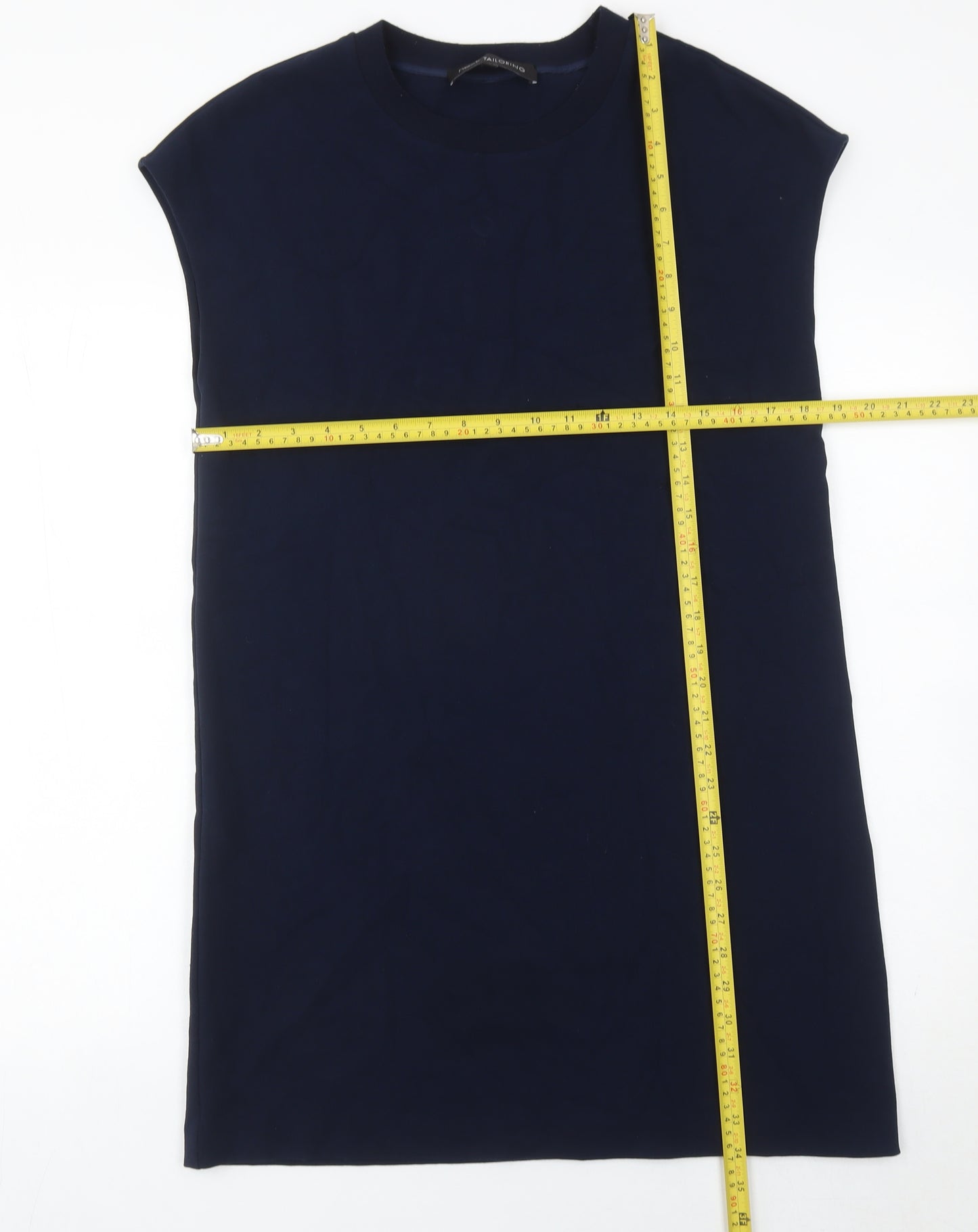 Next Women’s Blue Sleeveless Shift Dress UK 10 with Zip Detail