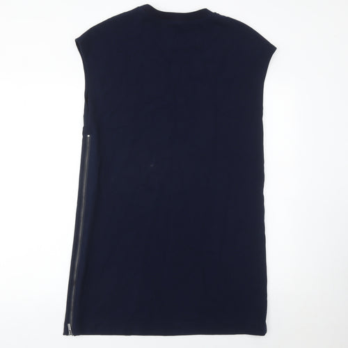 Next Women’s Blue Sleeveless Shift Dress UK 10 with Zip Detail