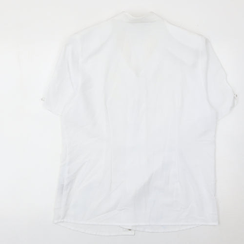 C&A Women White Embroidered Short Sleeve Blouse Size 16