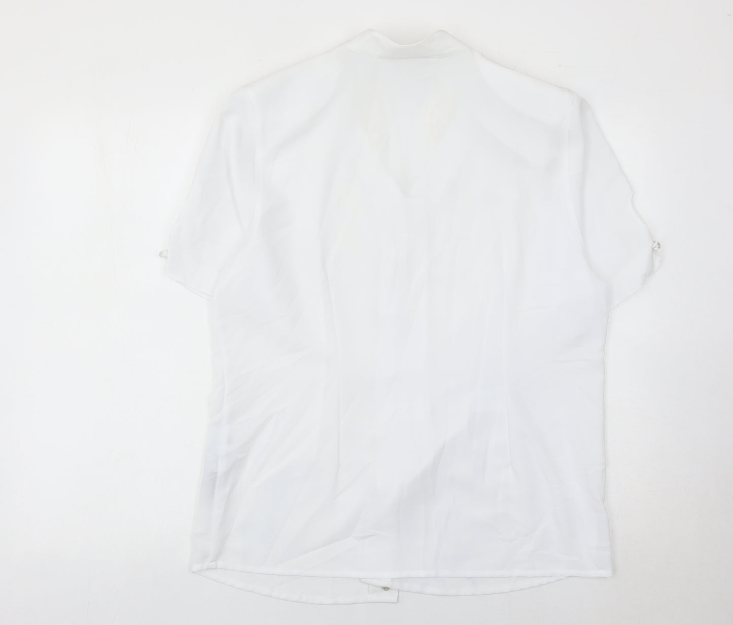 C&A Women White Embroidered Short Sleeve Blouse Size 16