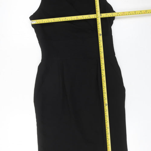 Zara Basic Women’s Black Knee Length Sheath Dress M Collared Workwear