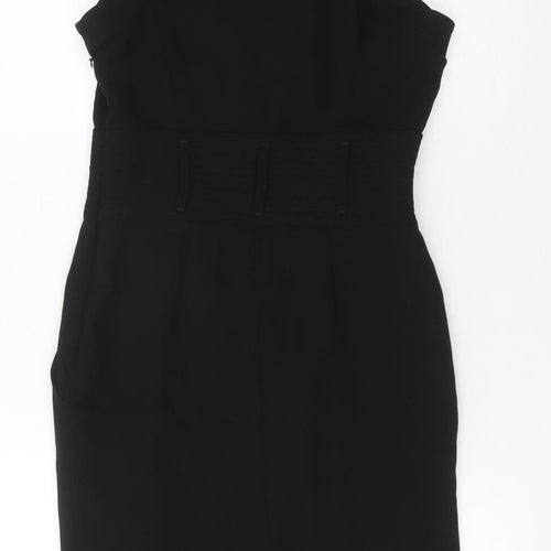 Zara Basic Women’s Black Knee Length Sheath Dress M Collared Workwear
