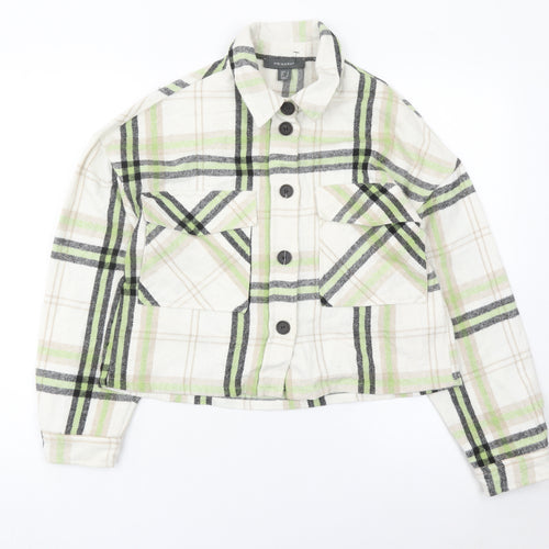 Primark Womens Multicoloured Check Cotton Cropped Jacket Size 8